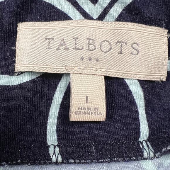 Talbots Jersey Pull On A-Line Maxi Skirt Navy/Baby Blue Geometric Print Size L - Picture 2 of 6